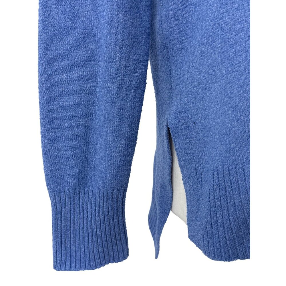 Tahari Blue Mock Neck Ribbed Sweater | Coastal Grandmother Quiet Luxury Preppy S - Picture 5 of 16